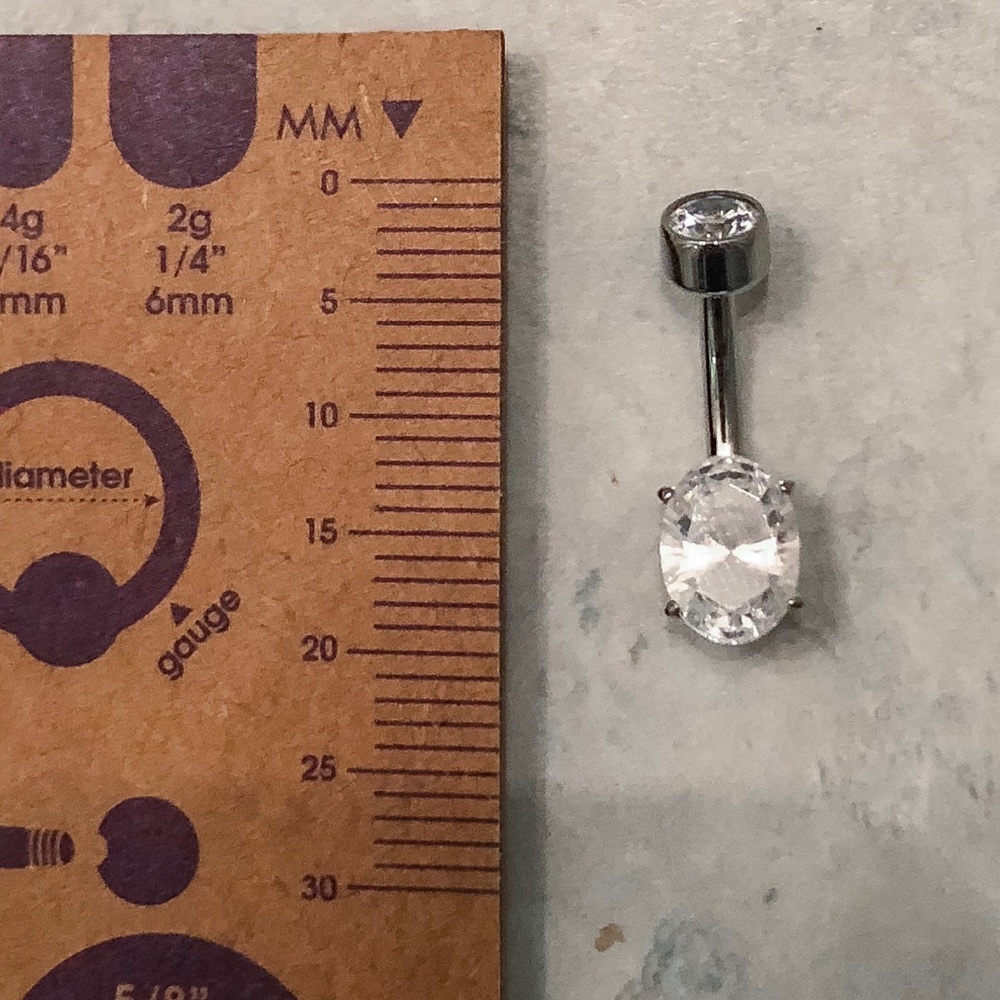 Anatometal 14g Titanium Oval Cut CZs